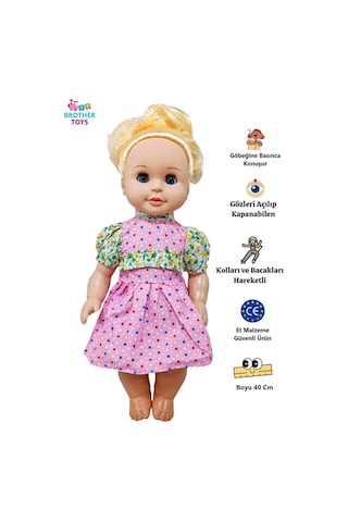 Göbeğine Basınca Konuşan Gözleri Açılıp Kapanabilen Oyuncak Cansu Et Bebek Büyük Boy 40 Cm.