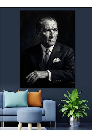 Karizmatik Mustafa Kemal Atatürk Portresi Dekoratif Kanvas - Mdf Ahşap Tablo