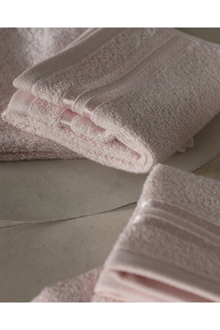 Maynor Bordürü Floşlu 2'li %100 Pamuk El Havlusu - Pudra 8684427114391 Pudra