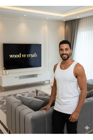 Lüx Wood Erkek Lüx Pamuk Penye Atlet Premium Rahat Lüx Erşah Beyaz