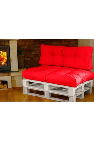 Dış Ve Iç Mekan Palet Minderi Minder Seti Takımı 2 Li Kırmızı