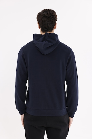 Rowinger Metal Uçlu Kordonlu Tam Fermuarlı Bölmeli Ön Cepli Küçük Nakış Logolu Rahat Kalıp Mevsimlik Kapüşonlu Sweatshirt Navyblue