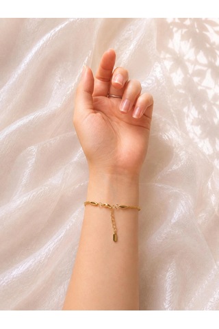 Hareketli Boncuk Zincir Gold Bileklik Çok Renkli