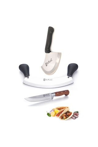 Zırh Bıçak Seti Kıyma Bıçağı Pide Kesici Börek Bıçağı Mutfak Bıçak Seti Ahşap - Siyah