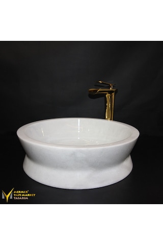 Muğla Beyaz Katlı Yuvarlak Lavabo