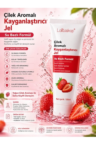 Çilek Aromalı Su Bazlı Ekstra Kayganlaştırıcı Jel 100 Ml Yenilebilir Çilek Hazzı Aromalı Jel
