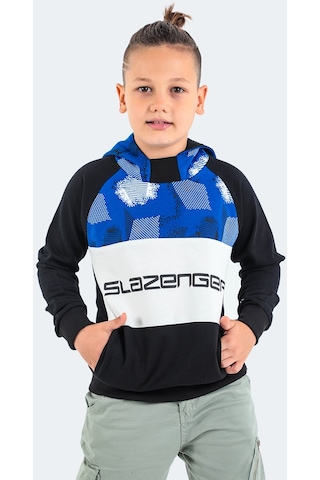 Slazenger DRAGICA IN Çocuk Kapüşonlu Cepli Siyah Sweatshirt