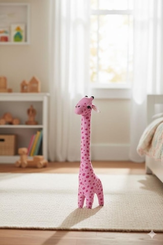 Zürafa Peluş Oyuncak Oyun Arkadaşım Yastık 100 Cm Pembe