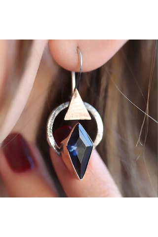 Safir Taşlı Gümüş Otantik Tasarım Küpe 35207474