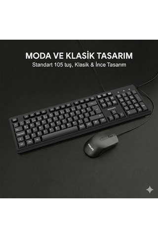 Philips SPT6234 Kablolu Türkçe Q Klavye ve Mouse Seti