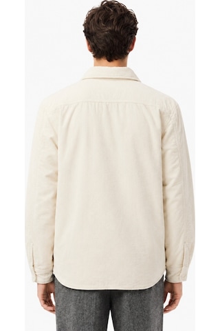 Lacoste Men's Relaxed Fit Button-down Linen Shirt Rahat Kesim Kadife Erkek Dış Gömlek Krem