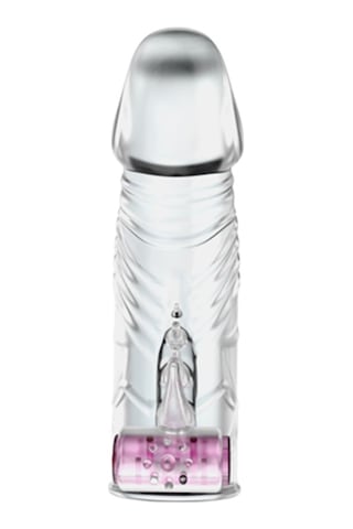 Hızlı Express Baile Güçlü Titreşimli Silikon Penis Kılıfı Çatal Vibratör Şeffaf