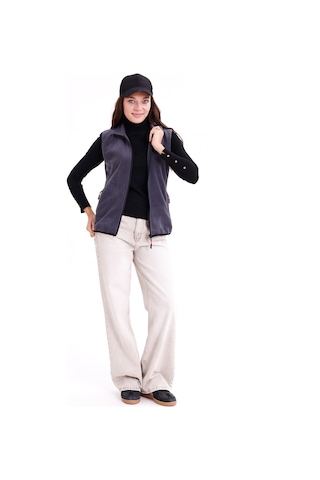 Monox Kadın Slim Fit Tam Fermuarlı Polar Yelek Füme