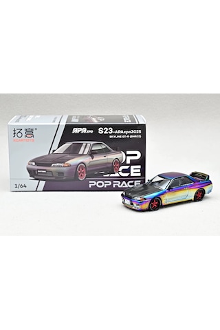 Pop Race 1/64 Nissan Skyline Gt-r Bnr32 Iridescent Chrome S23-apaxpo2025