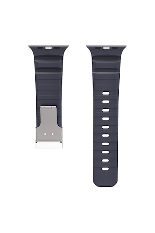 Apple Uyumlu Watch  Seri 10-11 46mm Kordon 2/3/4/5/6/se/7/8/9 44-45-49mm Kd-145 Metal Tokalı Silikon Kordon