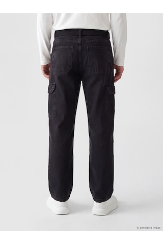 Lcw Jeans Siyah Baggy Fit Erkek Kargo Jean Pantolon