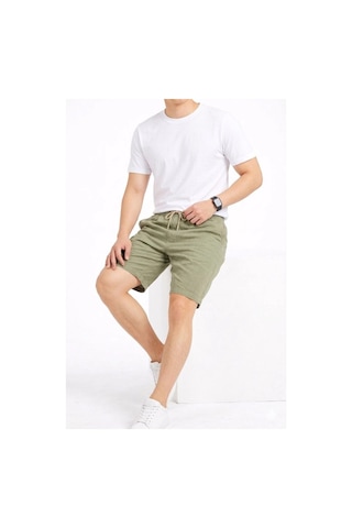 Wear Vexel Erkek Keten Kumaş Cepli Rahat Kesim Bel Lastikli Şort - Mint Yeşili Çok Renkli