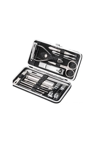 Wezone 19 Parça Çelik Tırnak Bakımı Seti: Tırnak Kesici, Pedikür Aletleri, Cilt Bakımı Araçları Siyah Çanta İçerisinde