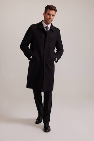 Erkek Siyah Regular Fit Gabardin Pardesü