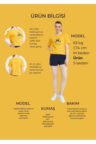 Bella Dossi Pamuklu Kısa Kollu Baskılı Kadın Şortlu Yazlık Pijama Takımı Sarı-lacivert Lacivert - Sarı