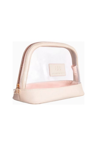 Beautifect Toiletry Bag, Vegan Deri Ve Pvc Şeffaf Düzenleyici Çanta Makyaj Çantası Bej-şeffaf