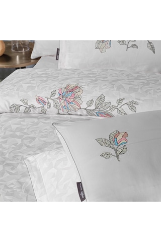 Sarev İlay Çift Kişilik %100 Pamuk Saten "300 Tc" Nevresim Takımı Gri Gri