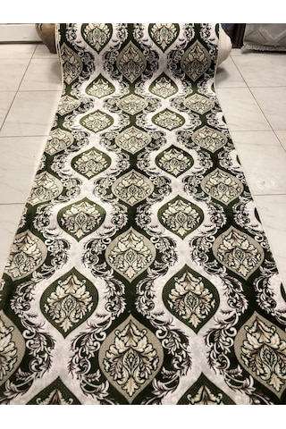 Jel Kaymaz Taban Yıkanabilir Yumuşak Yüzey Kesme Yolluk Üst Kalite Yeşil Osmanlı Klasik Desen Renkli