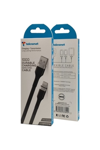 Teknonet TN-DC05 Plastik Lightning Şarj Ve Data Kablosu 100 CM