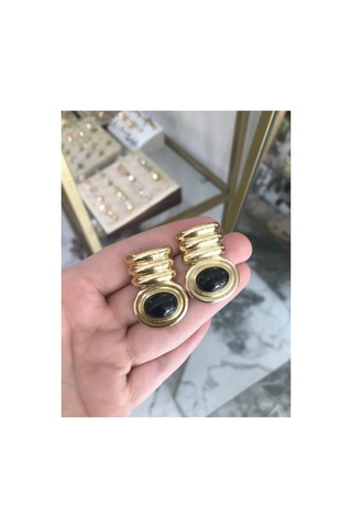 Özel Seri Gold Detaylı Küpe Altın - Model 668