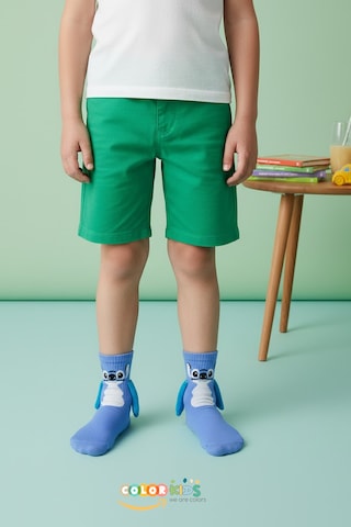 Color Socks 2 Çift Çocuk Stitch Desenli Mıknatıslı El Ele Tutuşan Topuksuz Çorap Çok Renkli