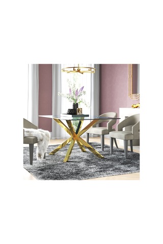 Erika Gold Metal & Cam Kare Yemek Masası
