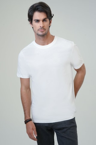 Backandbond Beyaz Regular Fit %100 Pamuk Bisiklet Yaka Tişört