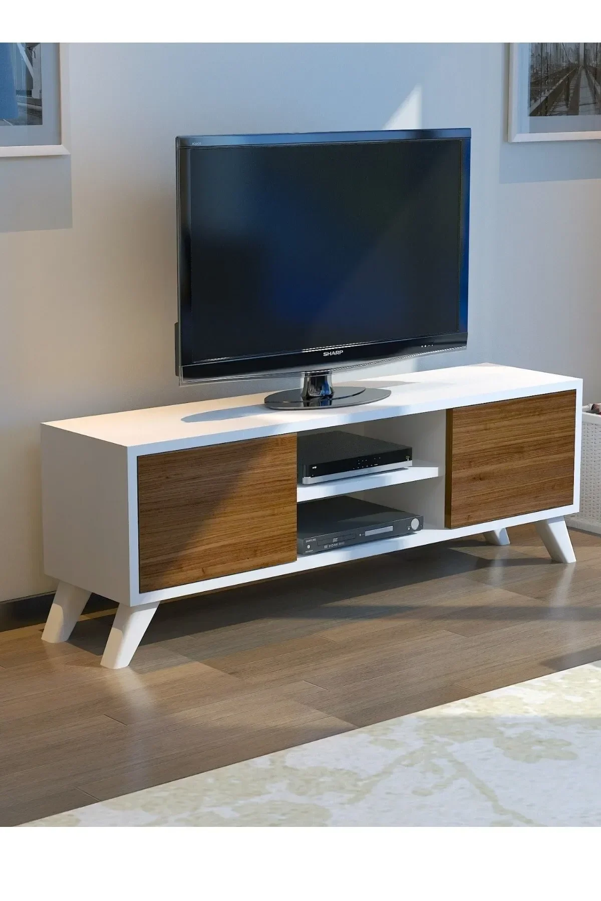 Irmak Mobilya Tv Sehpası Tv Ünitesi Ceviz Beyaz Yaşam Ünitesi Duvar Ünitesi Mini Tv Sehpası Ceviz