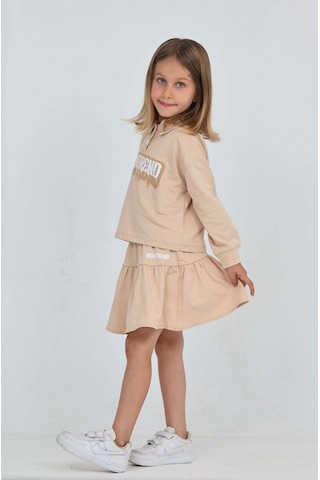 Toontoy Kız Çocuk Nowtrend Baskılı Etekli Takım Bej