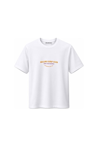 Me Selection Malibu Surf Club Tasarım %100 Pamuk Unisex Basic Tişört Beyaz
