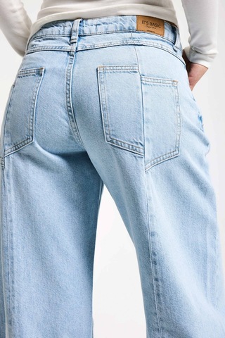 Itsbasic Kadın Ice 2s6-3 Barrel Mid Rise Fit Orta Bel Denim Jean Buz Mavi