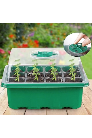 1 Adet / Takım 12 Delikli Kalınlaşmış Ayarlanabilir Nefes Alabilir Kapak Fide Kutusu 18.5x14.5x11cm