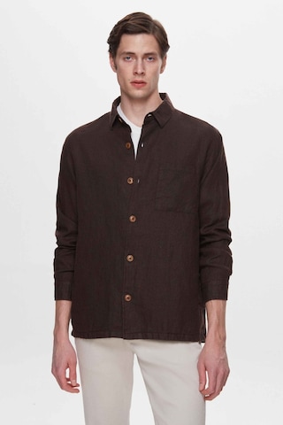 D'S Damat Ds Damat Comfort Fit Kahverengi Düz %100 Keten Gömlek Ceket 2hc04s2194850 Kahverengi