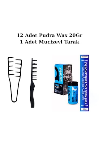 Ostwint Profesyonel Saç Şekillendirici Pudra Wax 20gr X12 Adet Mavi & Mucizevi Tarak