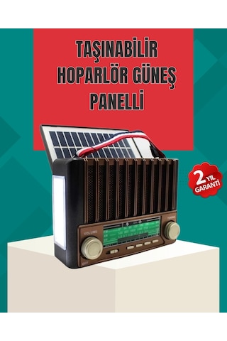 Nostaljik Tasarımlı Solar Şarjlı Radyo Am Fm Sw Ve Bluetooth