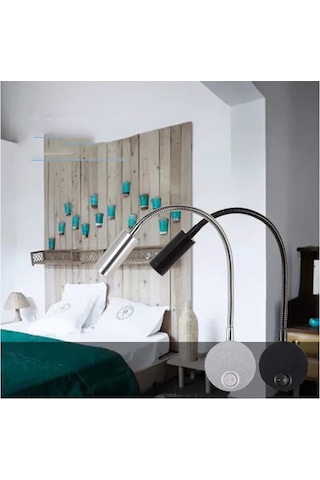 Suofeng 3w Led Duvar Lambası, Esnek Anahtarlı, 7.5cm Çaplı, 29cm Yüksekliğinde, Alüminyum Gövde Ve Abajur Siyah