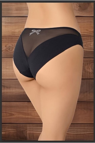 X-Lady Kadın Transparan Tül Detaylı Slip Külot Siyah
