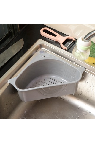 Ximistore9 Mutfak Lavabo Üçgen Süzgeç Sepeti, Süspansiyonlu Sebze-meyve Kabuğu Depolama, Sponge Ve Bezi Tutabilir Pp+süksiyon Cup Gri