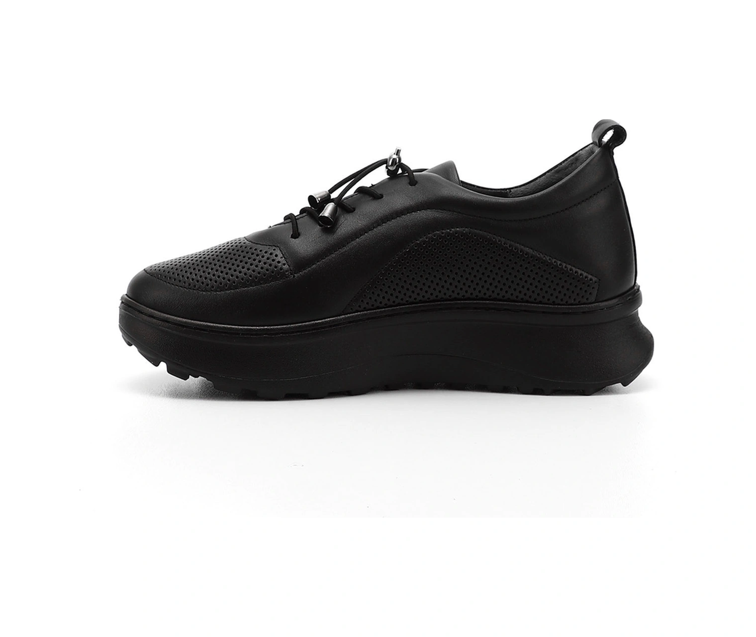Gönderi(R) Gönderi R Kadın Siyah Lastik Bağcıklı Comfort Dolgu Taban Hakiki Deri Sneaker Ddza73845191 Siyah