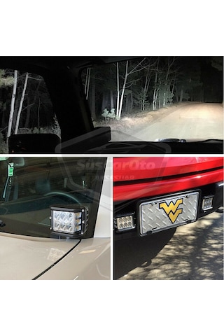 ŞüsCarOto Off Road Led Lamba Delici Yayıcı Beyaz-Beyaz Flaşlı Kare Sis Farı Projektör 45W 12 Led Metal Arazi Çalışma Lambası 1 Adet (00)