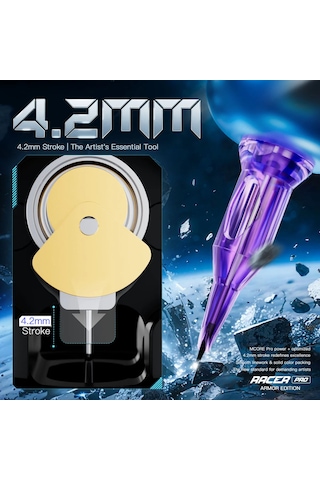 Mast Racer Pro Armor Edition Purple 4.2mm Stroke Kablosuz Dövme Makinesi - Mor