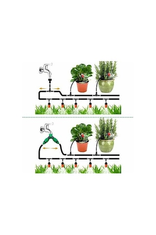 Pazly 100ft 30m Otomatik Damla Sulama Sistemi Kiti Zamanlayıcılı Mikro Püskürtücü Bahçe Sulama Seti