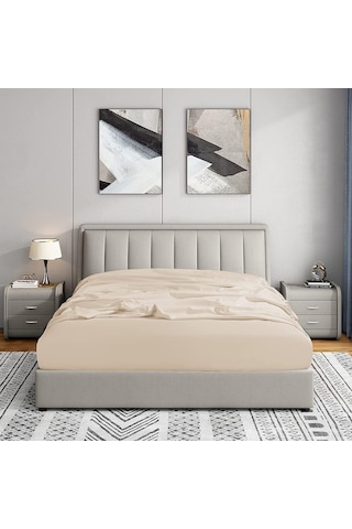 Soley Jersey %100 Pamuk Çift Kişilik 140 X 200 Lastikli Çarşaf Bej