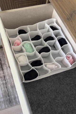 Adarya Home 30 Gözlü Çekmece Düzenleyici Petek Ve Cepli Organizer Beyaz