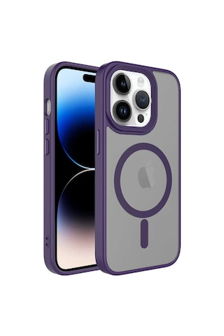 Apple Uyumlu iPhone 14 Pro Kılıf Mat Arka Yüzey Zore Flet Magsafe Kılıf